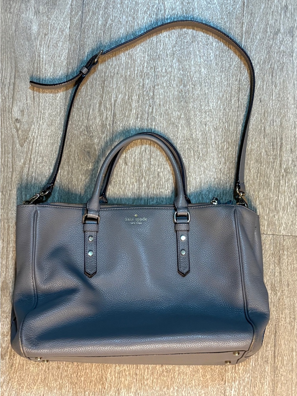 KATE SPADE GRAY MULBERRY STREET LEIGHANN SATCHEL LEATHER BAG